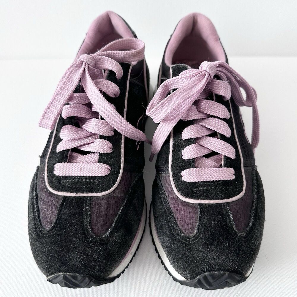 KangaROOS Women’s Black Pink Suede Mesh Sneakers Running Shoes US 6.5 EU 37.5